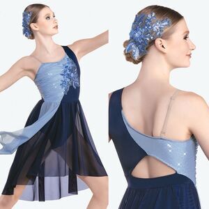 Revolution Dance Costume blue lyrical winter mesh MEMORIES RC23918 MA adult